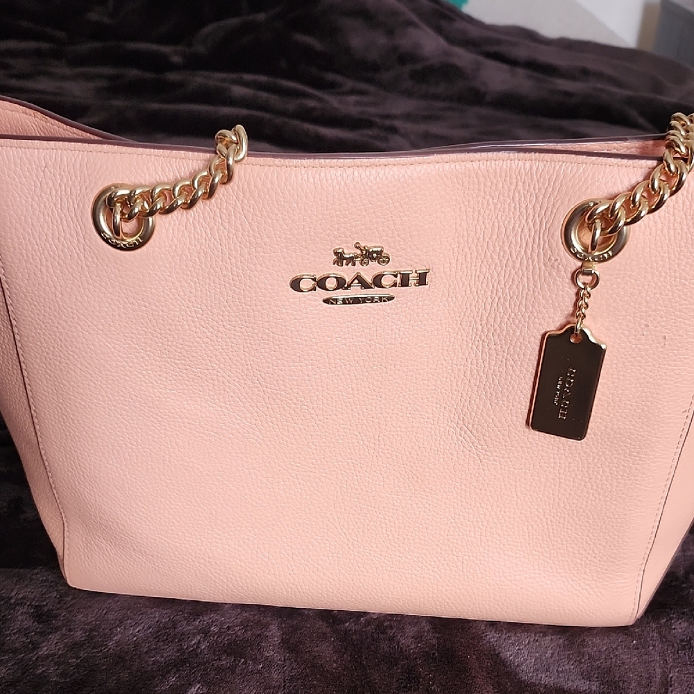 Coach Blush Pink Shoulder Bag with Gold Accents